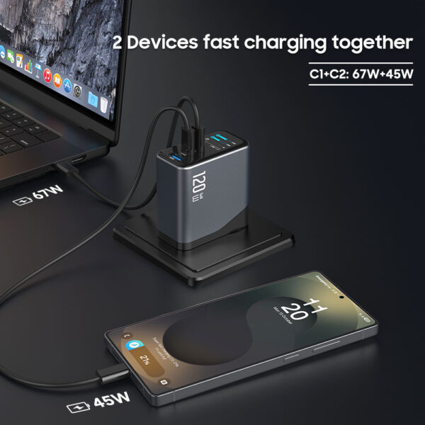 3 Chargeur GaN 140W USB-C – Multi-Ports